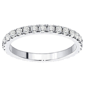 1.20 CT Pave Set Diamond Eternity Wedding Band in 14k White/Yellow Gold